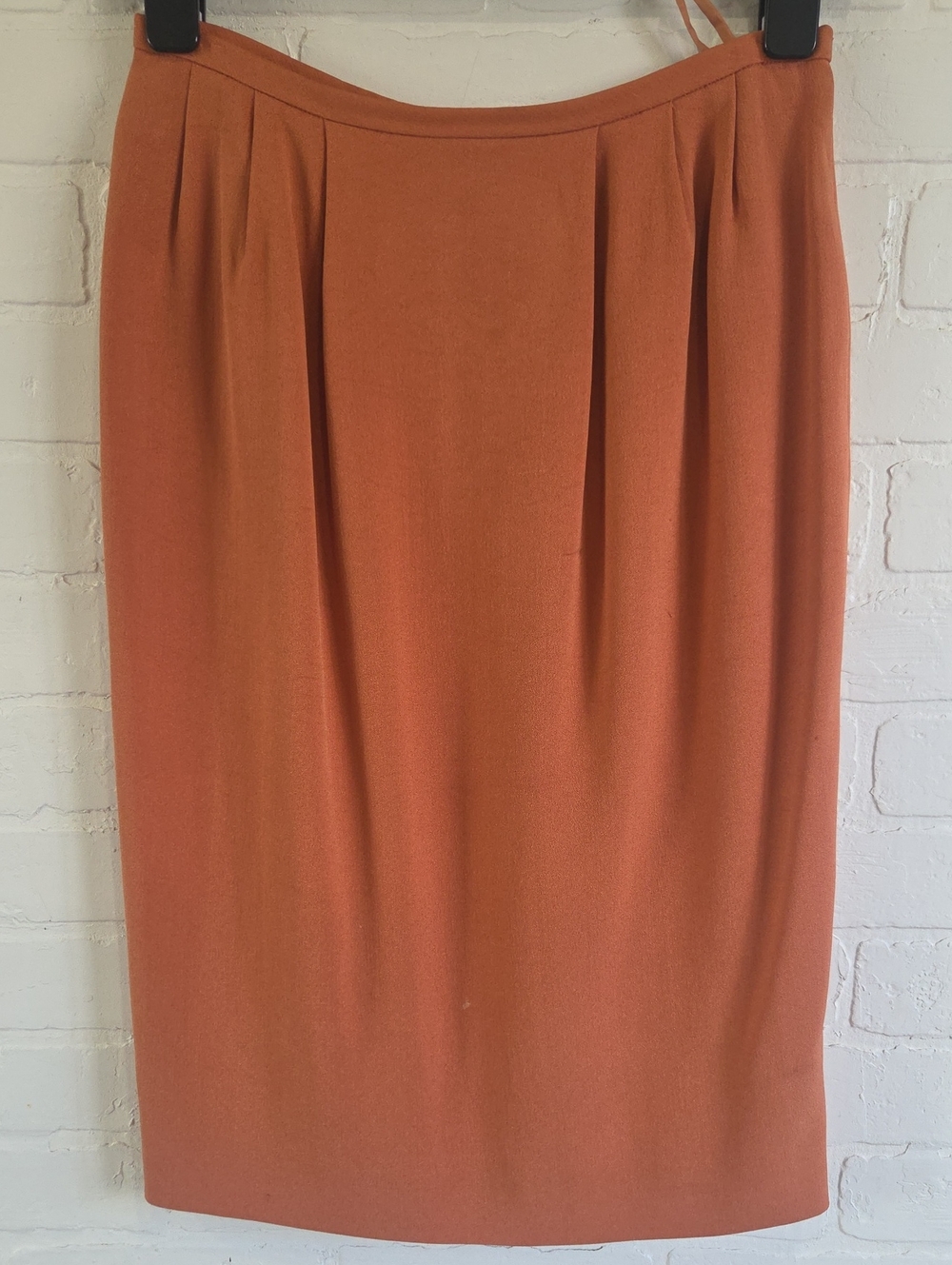 Vintage Ports Silk Pencil Skirt in Rust Orange